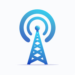 Illustrated depiction of a communication tower radiating wireless signals, a modern design