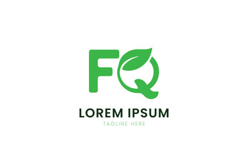 Fototapeta premium Modern minimalist green fq logo design featuring a leaf symbol for eco-friendly businesses