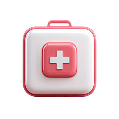 Obraz premium Square, pink medical kit icon with white interior and plus sign