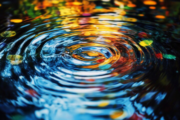 カラフルな水の波紋