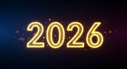 Golden Sparkle Year 2026 Number Glowing Festive Glittering Celebration New Year Countdown Festive Future Bright Exciting Time Event Festive Sparkle Countdown