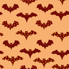 Cartoon silhouettes of black bats. Halloween festival pattern.
