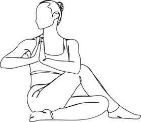Yoga Man Meditation Line Art – Spiritual Exercise Pose Drawing, Peaceful Mind Body Balance, Wellness Meditation Illustration, Relax Yoga Silhouette, Minimalist Yoga Man Sketch, Spiritual Energy Balanc