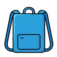 A simple cartoon illustration of a blue backpack with pockets, perfect for school, travel, and adventure concepts.