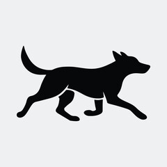 Running dog silhouette representing pet behavior and training agility vector illustration