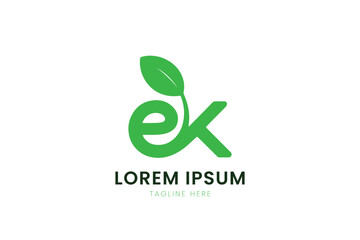 Minimalist green leaf logo design with text placeholder for branding