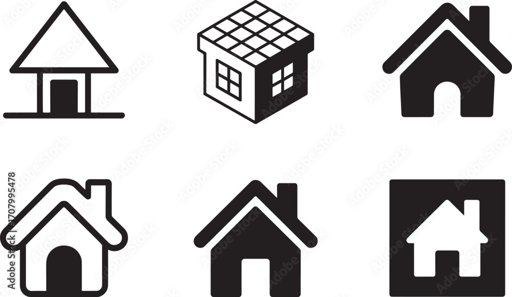 Poster isometric house icons set vector illustration home building architecture design elements