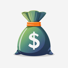 Illustration of a green money bag with dollar symbol on a white backdrop