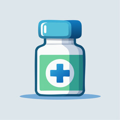 Illustration of a medicine vial featuring a medical cross symbol, ready for injection