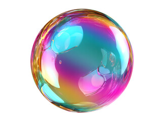 Iridescent soap bubble abstract sphere background, Isolated On White Background, Png Transparent
