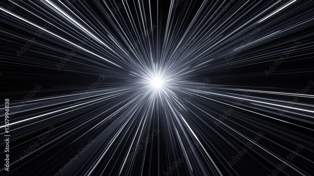Aufkleber an abstract visual of an explosion-like effect with a central bright point emitting numerous light s