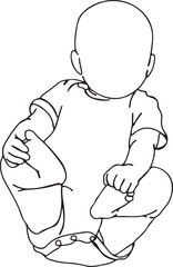 Sitting Child Line Art – Baby Outline Sketch, Young Kid Figure Draw, Minimal Outline Children, Infant Sitting Drawing, Small Baby Line Contour, Hand Drawn Baby Silhouette, Cute Child Sitting Sketch, T