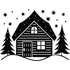 Fototapeta premium winter cabin vector icon