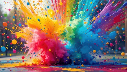 A vibrant and dynamic illustration capturing the essence of playful energy on a playground with colorful splatters and patterns.