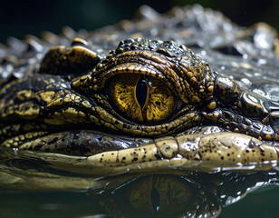 Fototapeta premium Alligator eye closeup reptile wildlife
