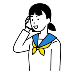 スマートフォンで話す女子学生