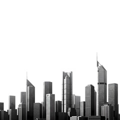Naklejka premium Black and White Cityscape Skyline Modern Architecture Urban Landscape Business District isolated on transparent background
