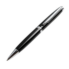 Sleek black ballpoint pen, angled view