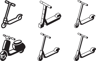 Scooter Vector Set Transport Ride Urban City Street Travel Kick Mobility Vehicle Icon Design