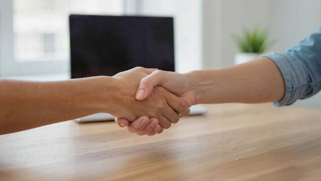 Handshake agreement in office setting