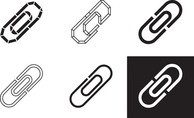 Selection of Black and White Paper Clip Icons Demonstrating Organization and Attachment for Documents