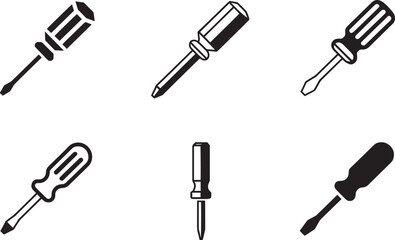 Screwdriver Vector Set Tool Repair Fix Equipment Hardware Construction Instrument Icon Design