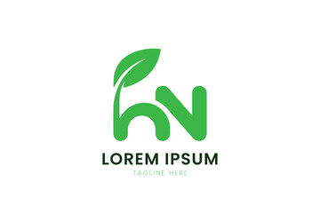 Fototapeta premium Minimalist green leaf logo design fresh nature symbol abstract business branding