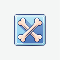 Illustration of Crossed Bones Icon within a Square Frame, Digital Vector Imagery