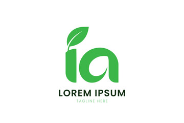 Minimalist green logo with leaf accent and placeholder text for branding