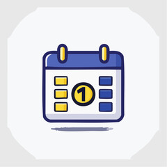 Illustrative Calendar Icon Depicting First Day Event Schedule in Flat Design Style