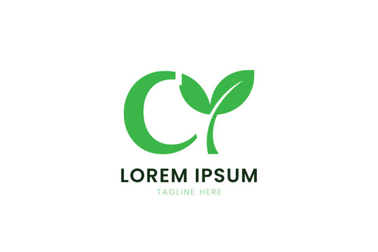 Minimalist green cy logo with leaf elements representing growth and nature