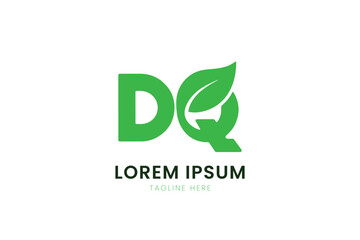 Modern green dq logo with leaf element for eco-friendly businesses minimalist design