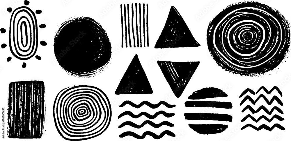 Aufkleber abstract geometric set with concentric circles and patterns for creative design