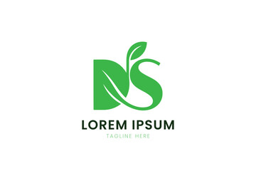 Fototapeta premium Minimalist green leaf logo design abstract nature symbol branding element