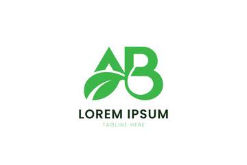 Fototapeta premium Minimalist green ab logo with leaf elements for organic and eco-friendly brands