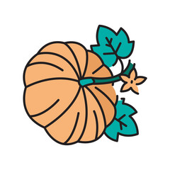 pumpkin growing black line icon for digital and print projects. Arctic animals.