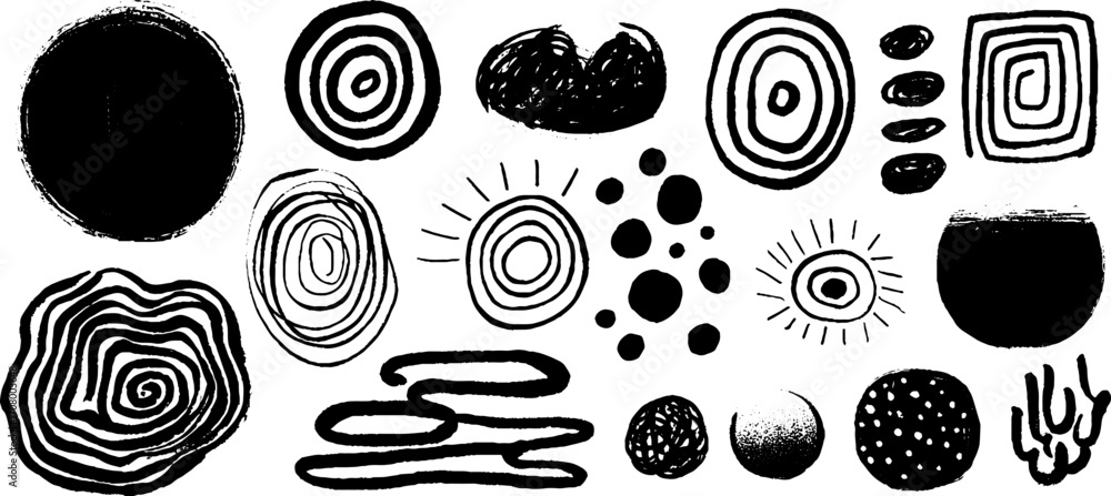 Aufkleber abstract dot and spiral textures set with gradients for creative design projects