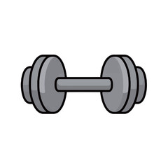 A simple cartoon illustration of a single dumbbell, a classic piece of gym equipment for fitness and weight training.
