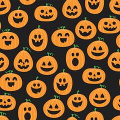 Design of Halloween pattern with cute pumpkins. Vector illustration