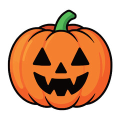A classic Halloween pumpkin, a jack-o'-lantern with a carved, smiling face, perfect for fall and spooky themes.