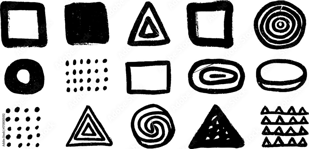 Aufkleber geometric frame set and borders with various shapes and patterns for design use