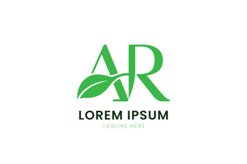 Modern green leaf ar monogram logo with lorem ipsum placeholder text