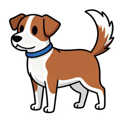 A friendly cartoon illustration of a small brown and white dog, perfect for pet, animal, and companion themes.
