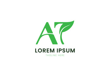 Minimalist green letter a logo design with leaf element and placeholder text