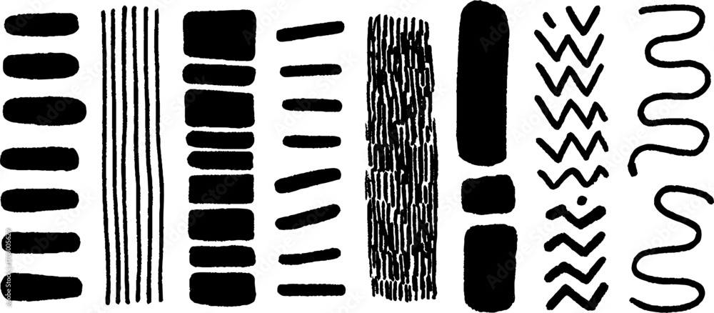 Poster abstract collection of vertical and diagonal line patterns for artistic design