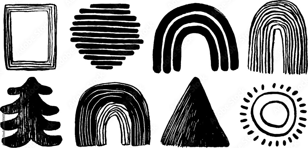 Aufkleber minimalist abstract shapes and frames collection for creative design projects
