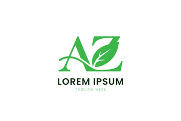 Modern minimalist green leaf az logo design for eco-friendly brands business identity