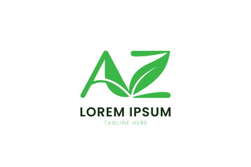 Minimalist green az logo with leaf accents for eco-friendly brands