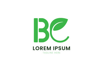 Minimalist green be logo design with leaf element and lorem ipsum placeholder text
