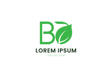 Minimalist green leaf letter b logo design fresh organic nature symbol business branding
